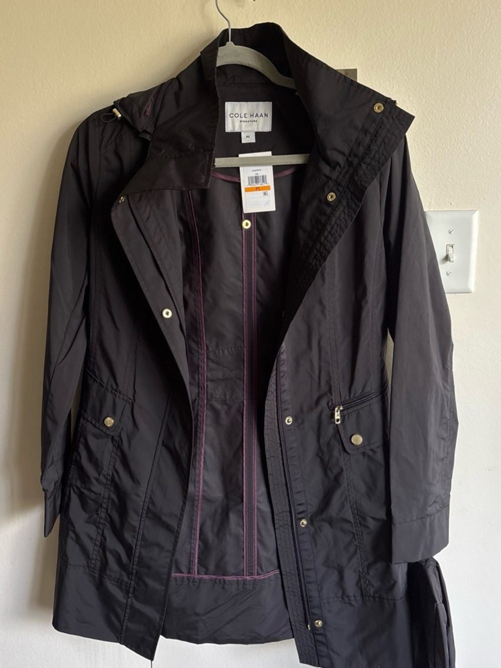 Cole Haan Black Women's Trench Coat with Hood